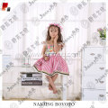 Pink stripes chest embroidery cute girl dress